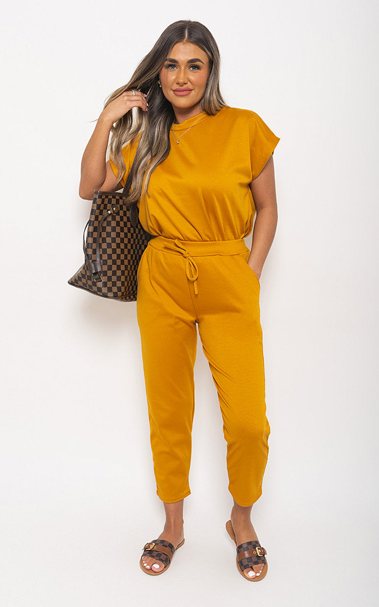 Loungewear Set in Grey with Boxy Top and Cropped Trousers