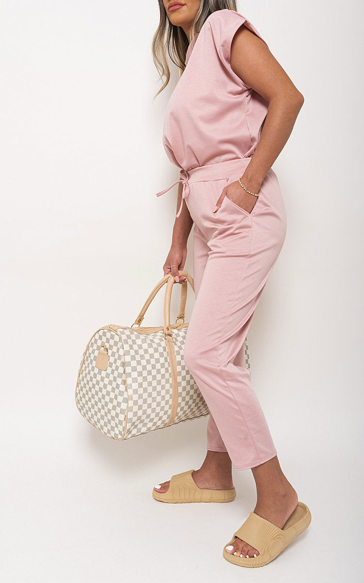 Loungewear Set in Grey with Boxy Top and Cropped Trousers