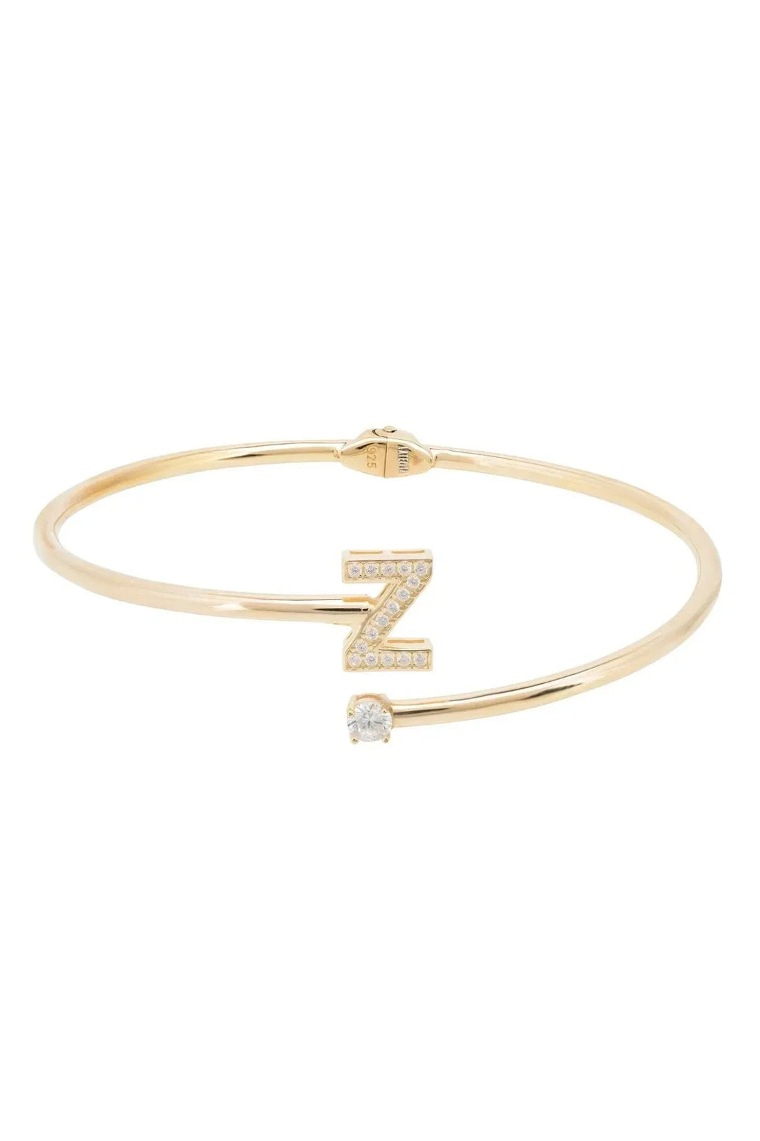Gold-tone initial Z bangle with clear crystal accents