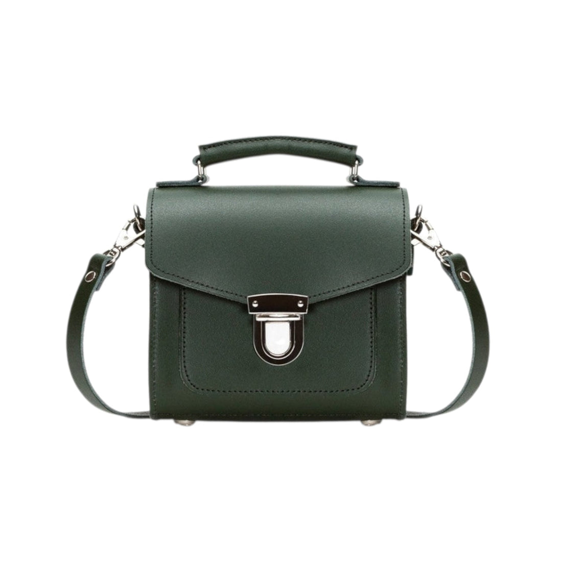 Handmade Leather Sugarcube Handbag - Ivy Green-0