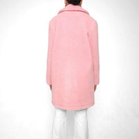 Oversized Teddy Coat with Lapels and Popper Fastening
