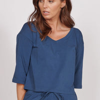 Erin Navy Soft Touch Lounge Top-1