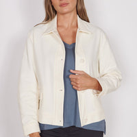Gaia Cream Oversized Button Up Cropped Jacket-1