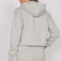 Rosa Light Grey Zip Through Cropped Hoodie-3