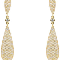 Latelita long gold drop earrings with teardrop pavé accents
