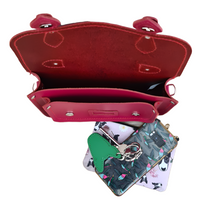 Leather Midi Satchel - Magenta-4
