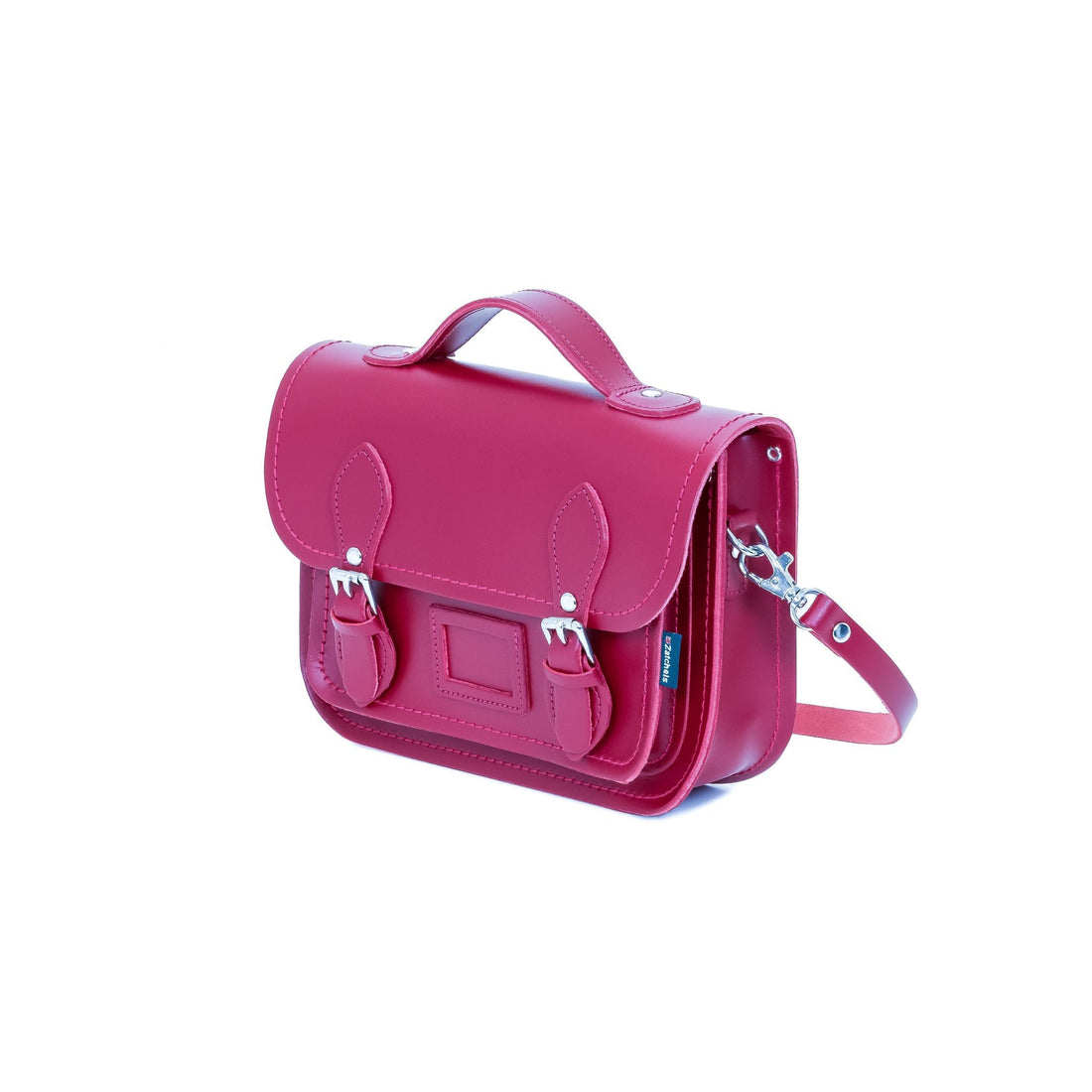 Leather Midi Satchel - Magenta-2