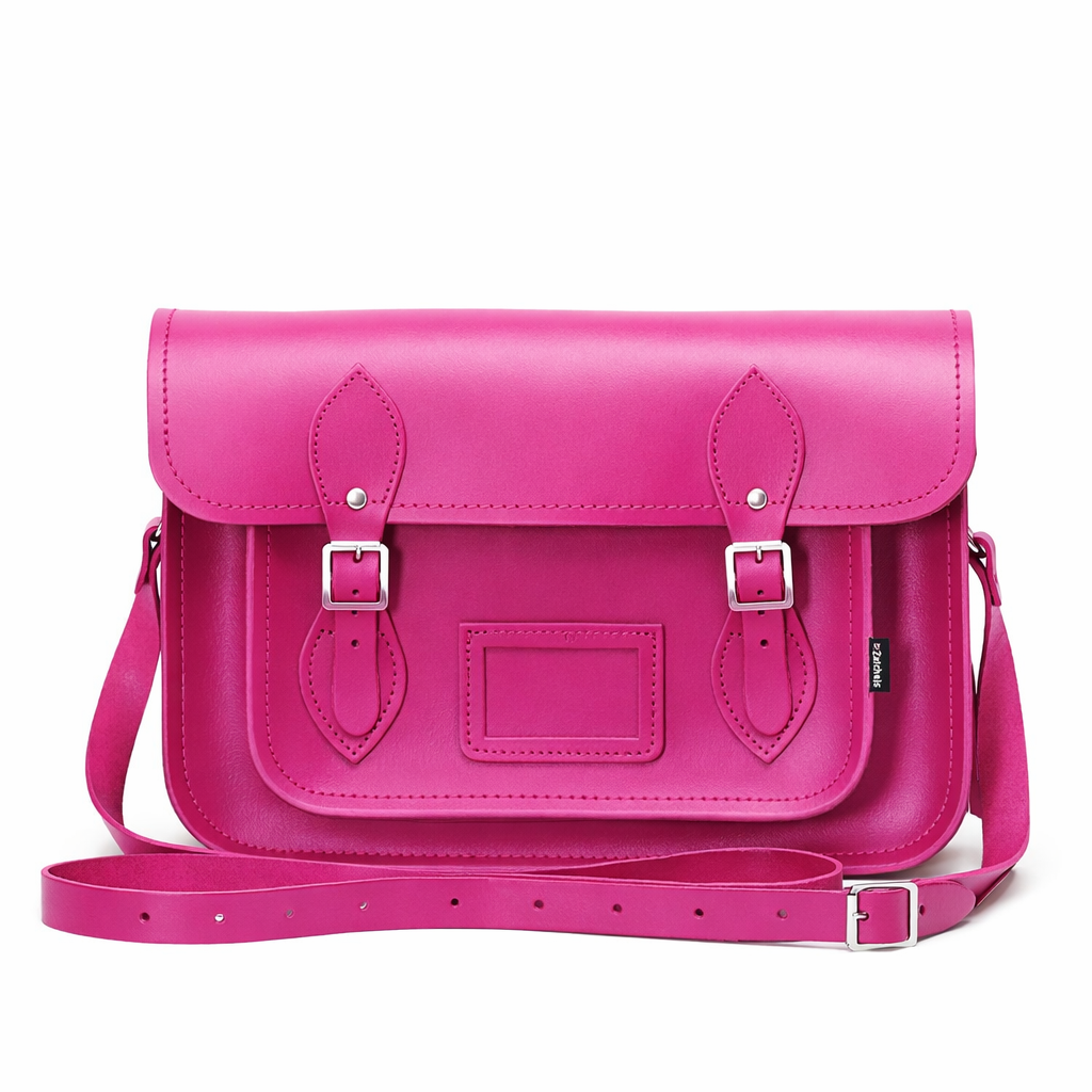 Handmade Leather Satchel - Magenta-2