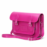 Handmade Leather Satchel - Magenta-3