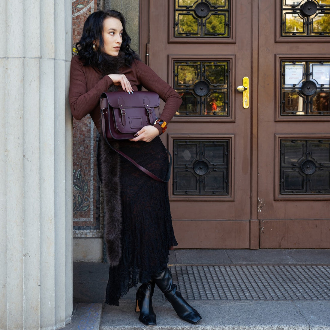 Handmade Leather Satchel - Marsala Red-1