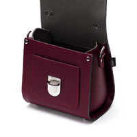 Handmade Leather Sugarcube Handbag - Marsala Red-3