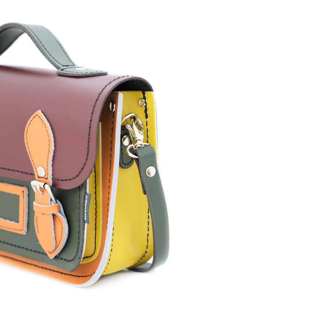 Leather Midi Satchel - Autumnal Kaleidoscope-3