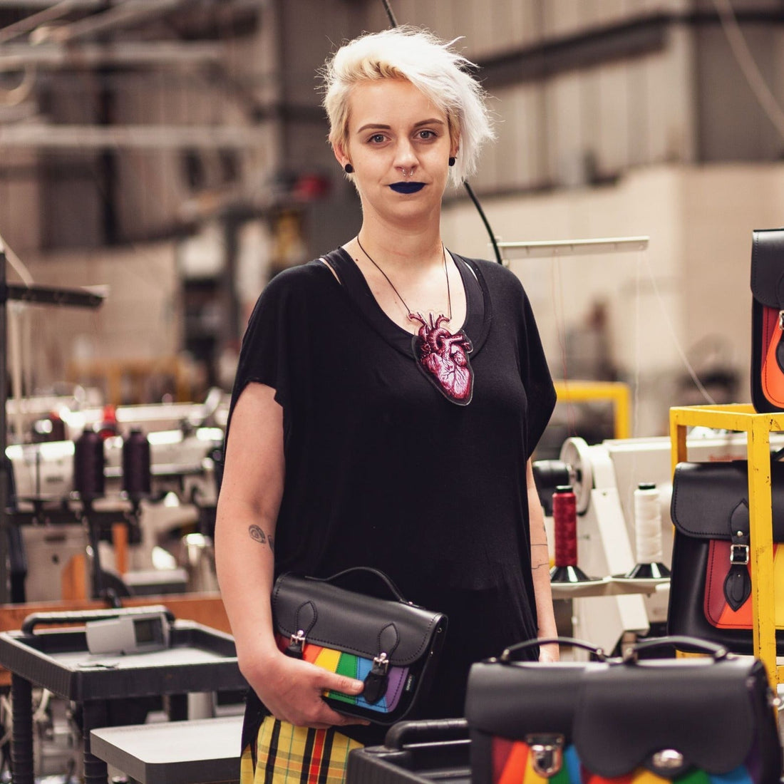 Leather Midi Satchel - Pride-4