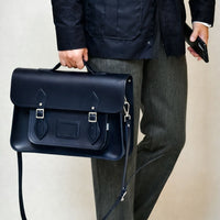 Handmade Leather Satchel - Navy Blue-1