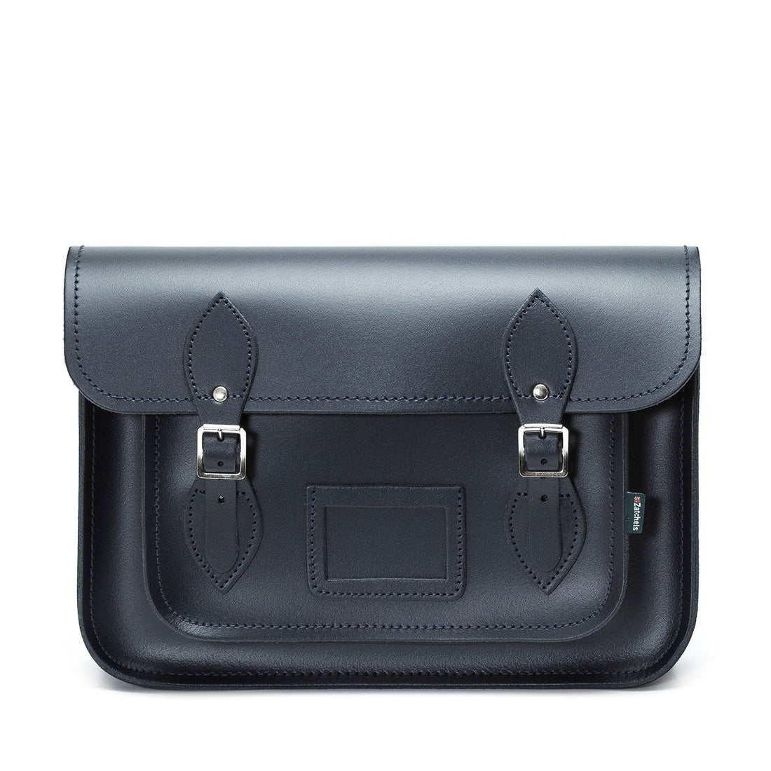 Leather School Satchel - Navy Blue-0