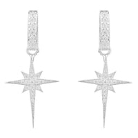 Silver North Star Burst small drop earrings with star pendants