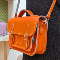 Leather Midi Satchel - Orange-1