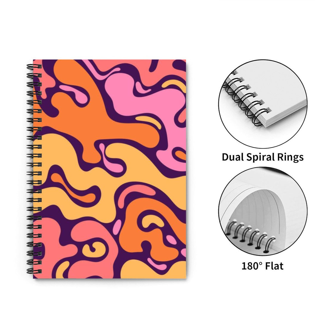 Orange Spiral Pack Of 3 Funky Notebooks