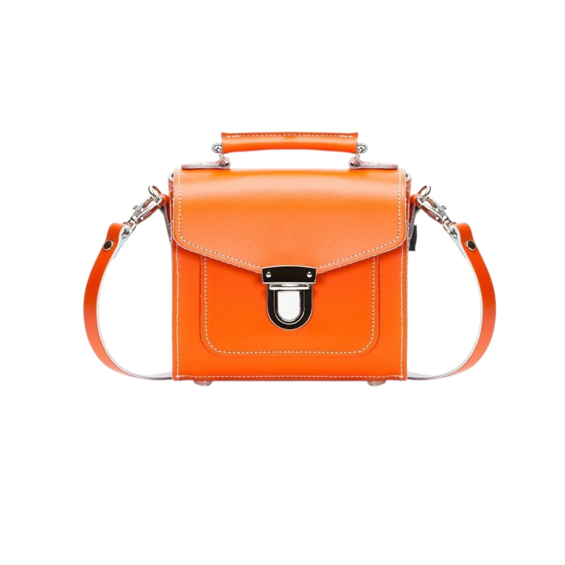 Handmade Leather Sugarcube Handbag - Orange-0