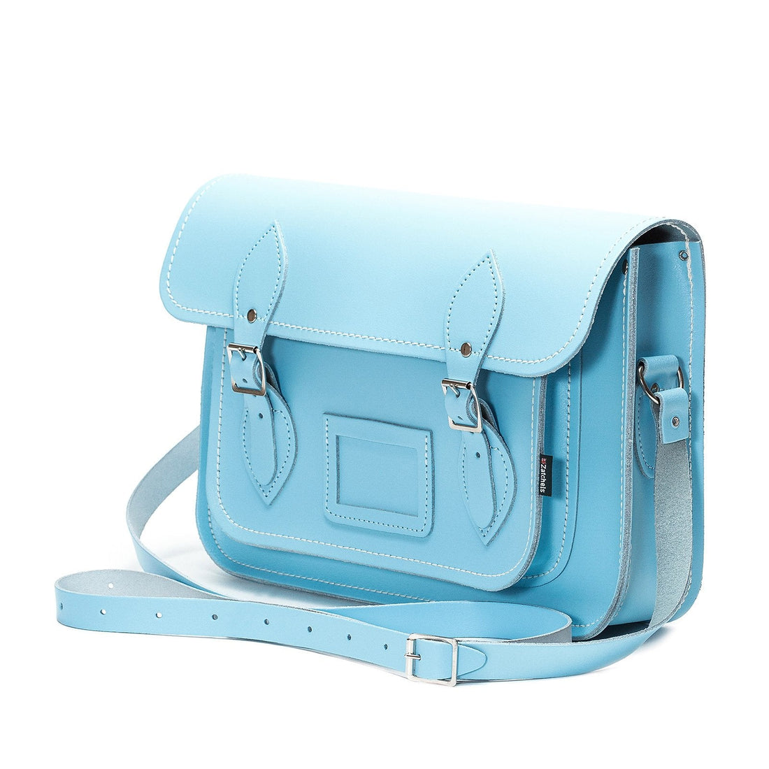 Handmade Leather Satchel - Pastel Baby Blue-2