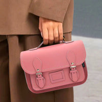 Leather Midi Satchel - Pastel Pink-1