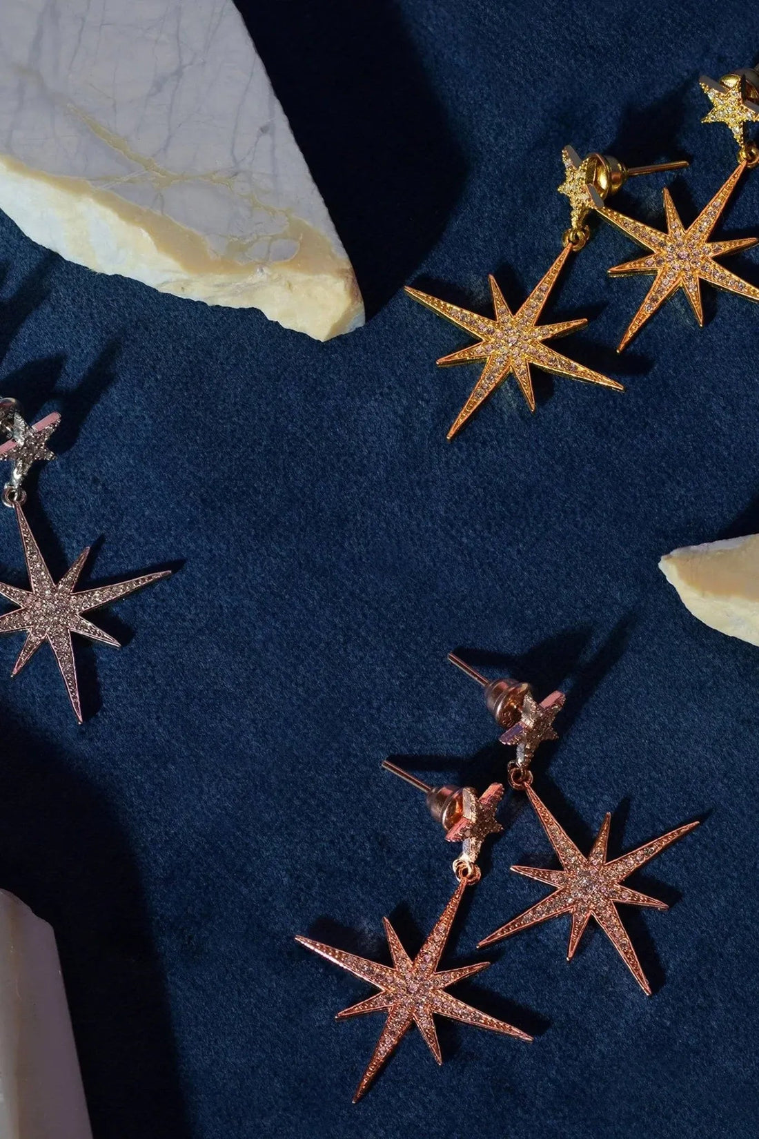 Petite Star Burst Drop Earrings Silver-3