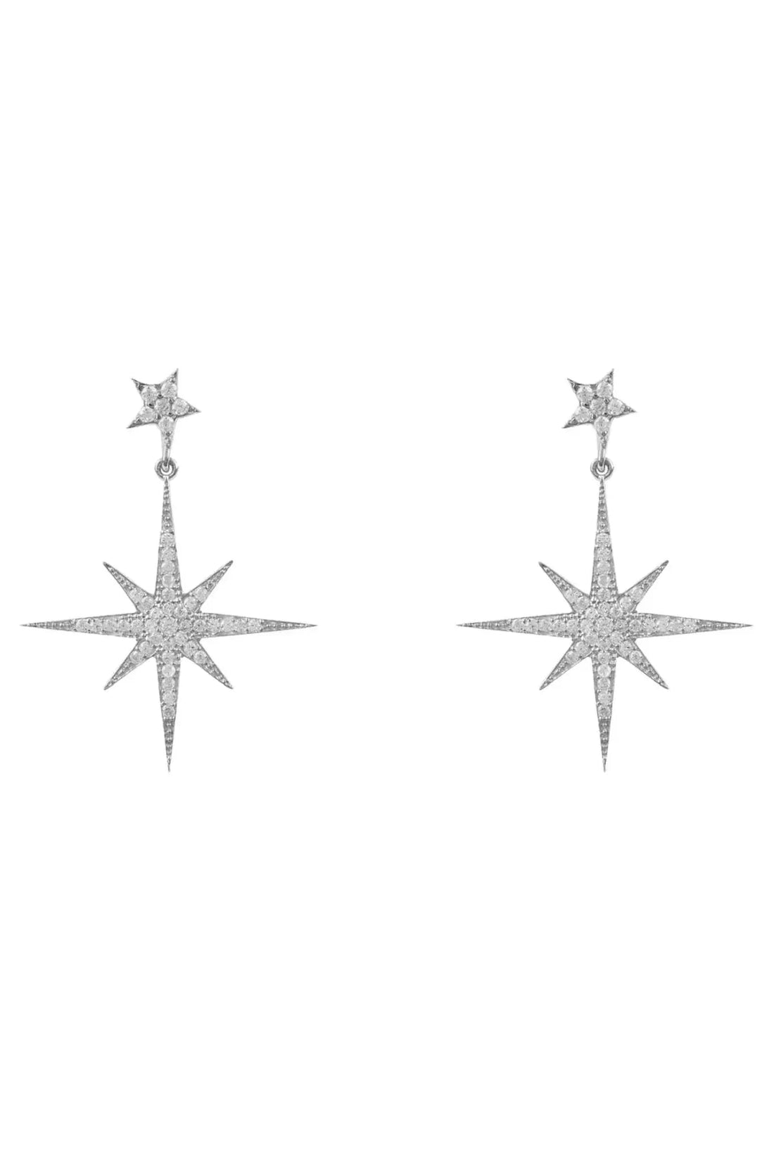Petite Star Burst Drop Earrings Silver-0