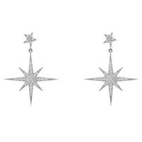 Petite Star Burst Drop Earrings Silver-0