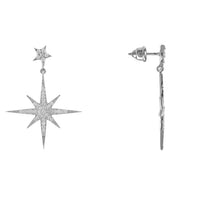 Petite Star Burst Drop Earrings Silver-2
