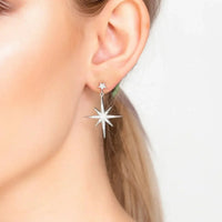 Petite Star Burst Drop Earrings Silver-1