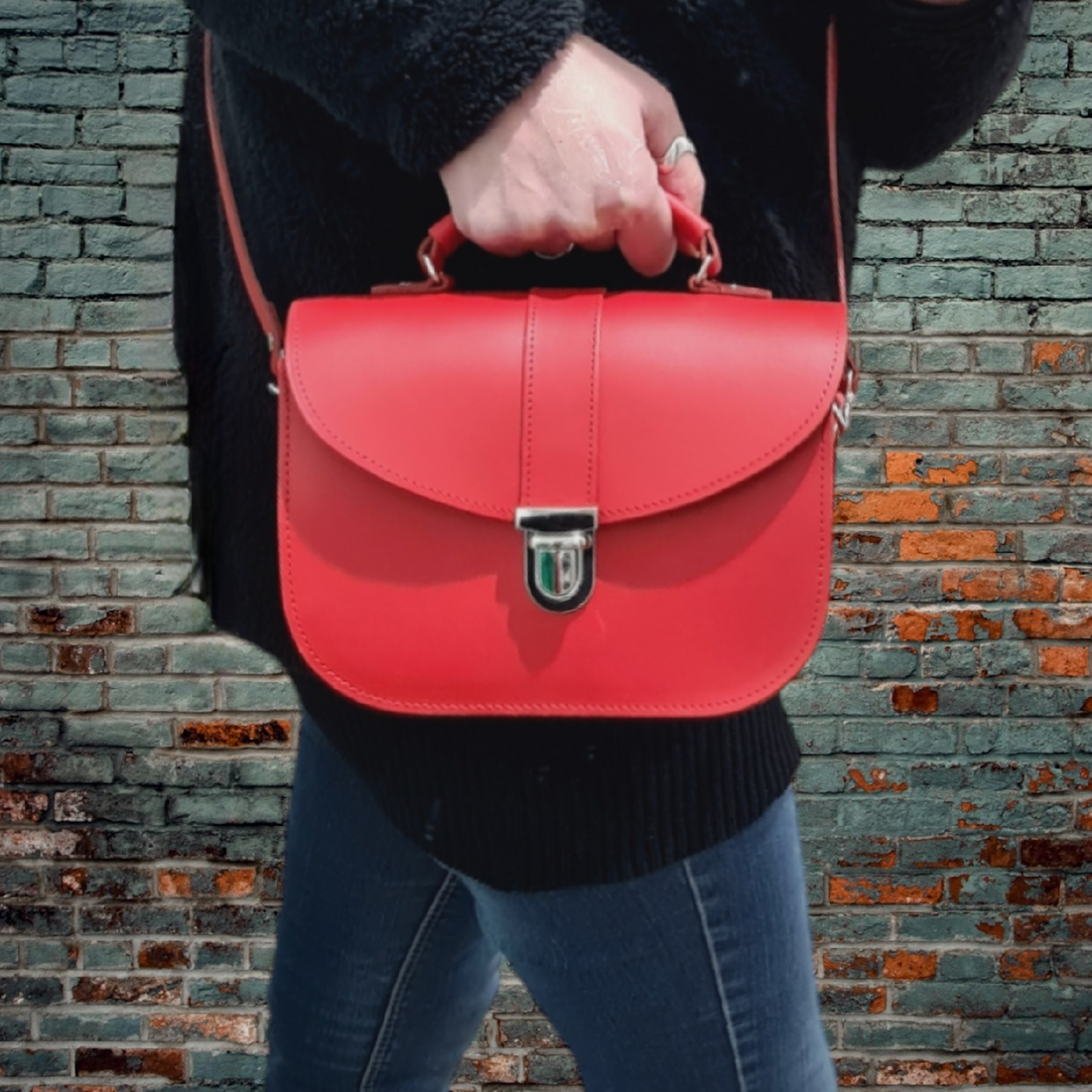 Olympia Handmade Leather Bag - Pillar Box Red-1