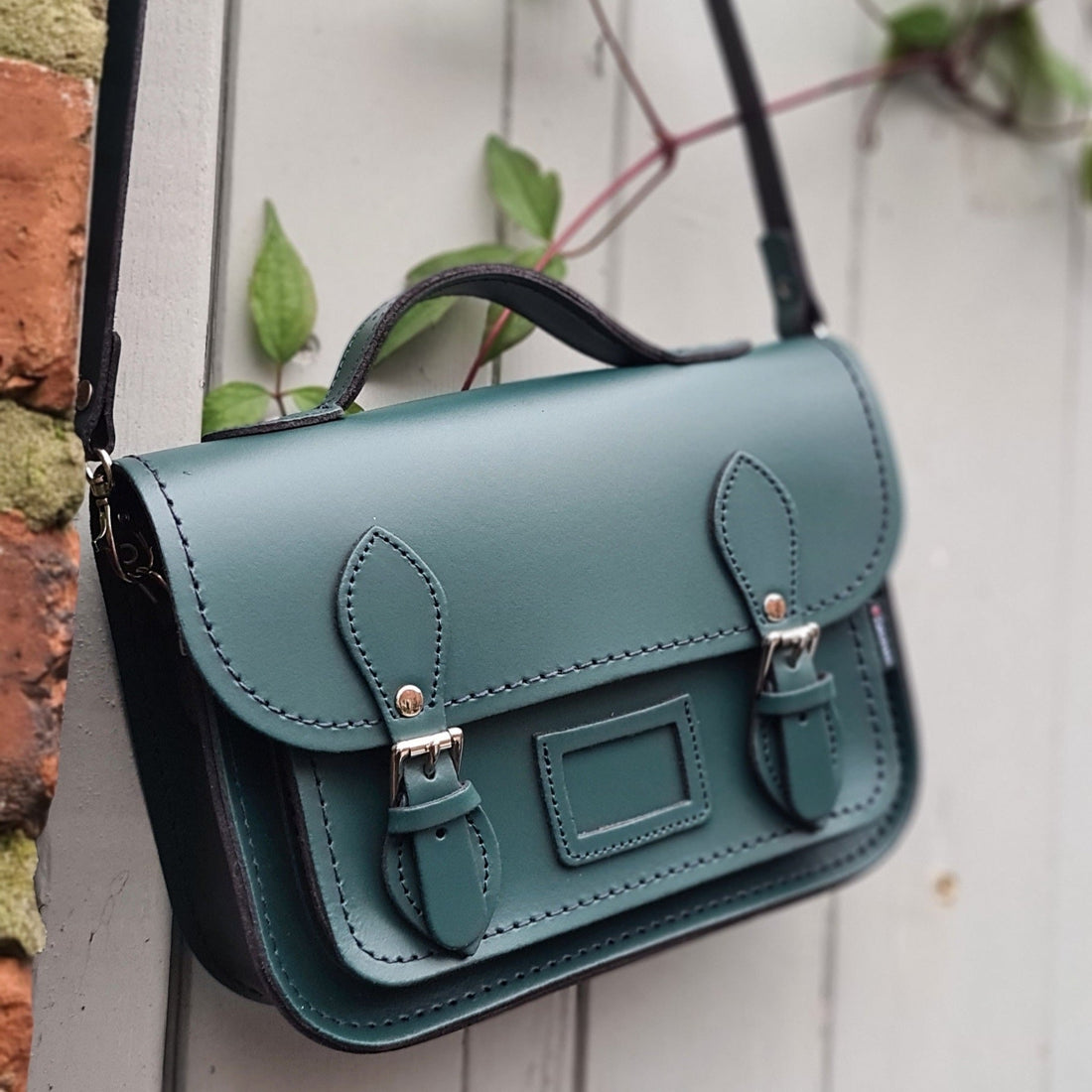 Leather Midi Satchel - Pine-1