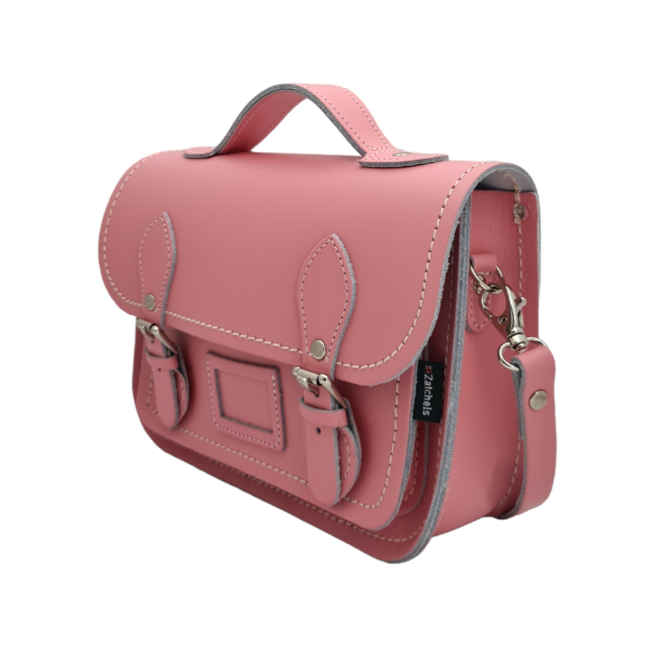 Leather Midi Satchel - Pastel Pink-2