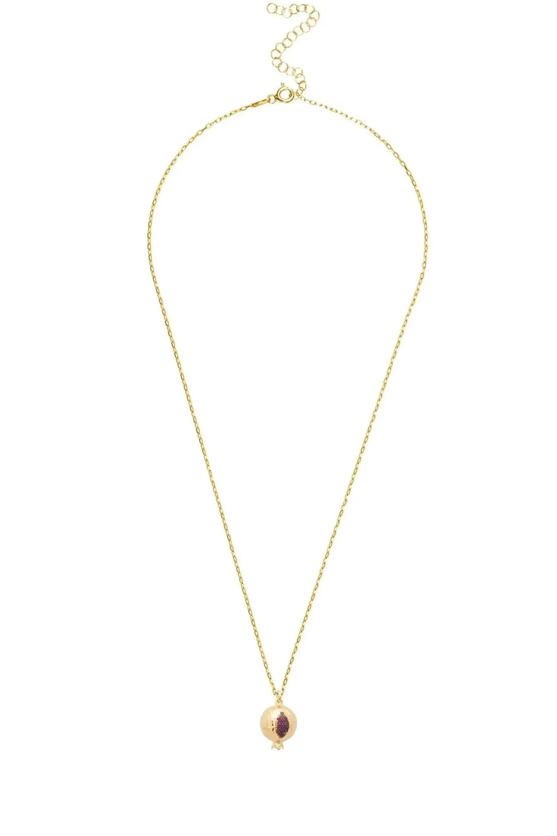 Gold-tone chain necklace with small pomegranate charm pendant