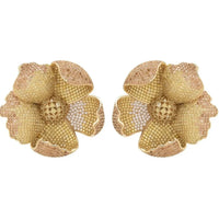 Poppy Flower Lemon Earrings Gold-0