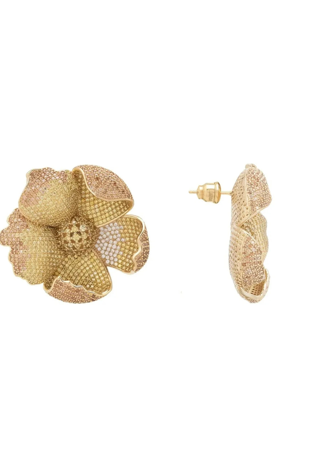 Poppy Flower Lemon Earrings Gold-2