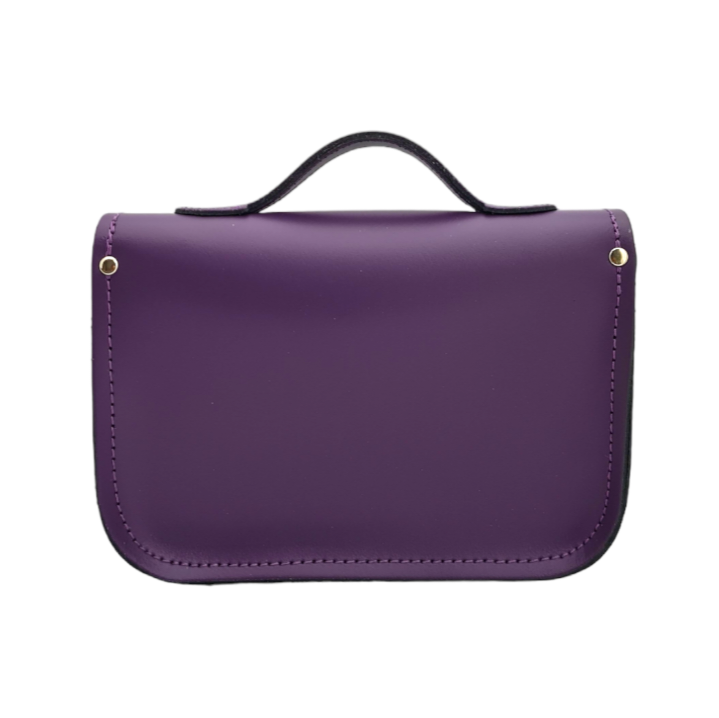Leather Midi Satchel - Purple-3