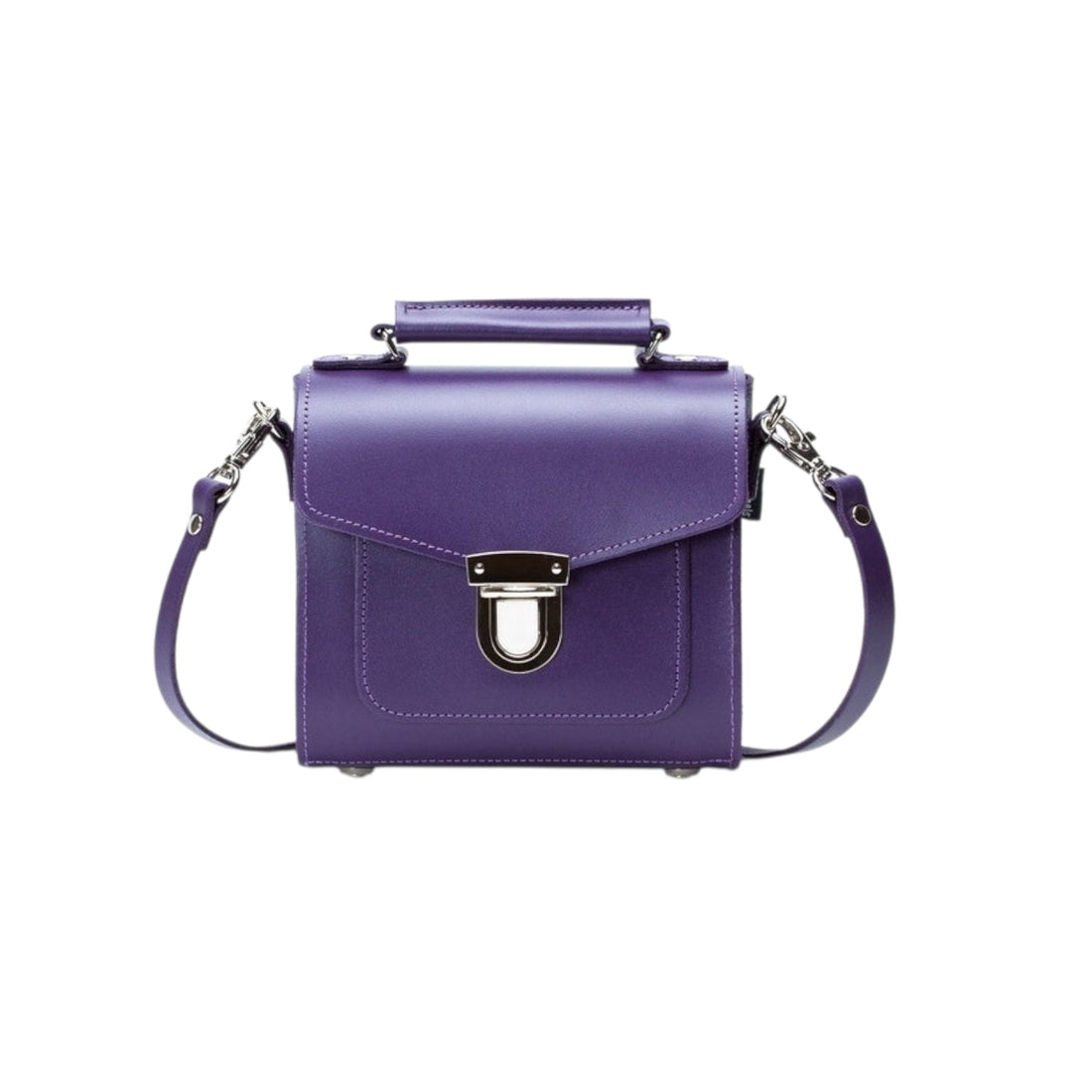 Handmade Leather Sugarcube Handbag - Purple-0