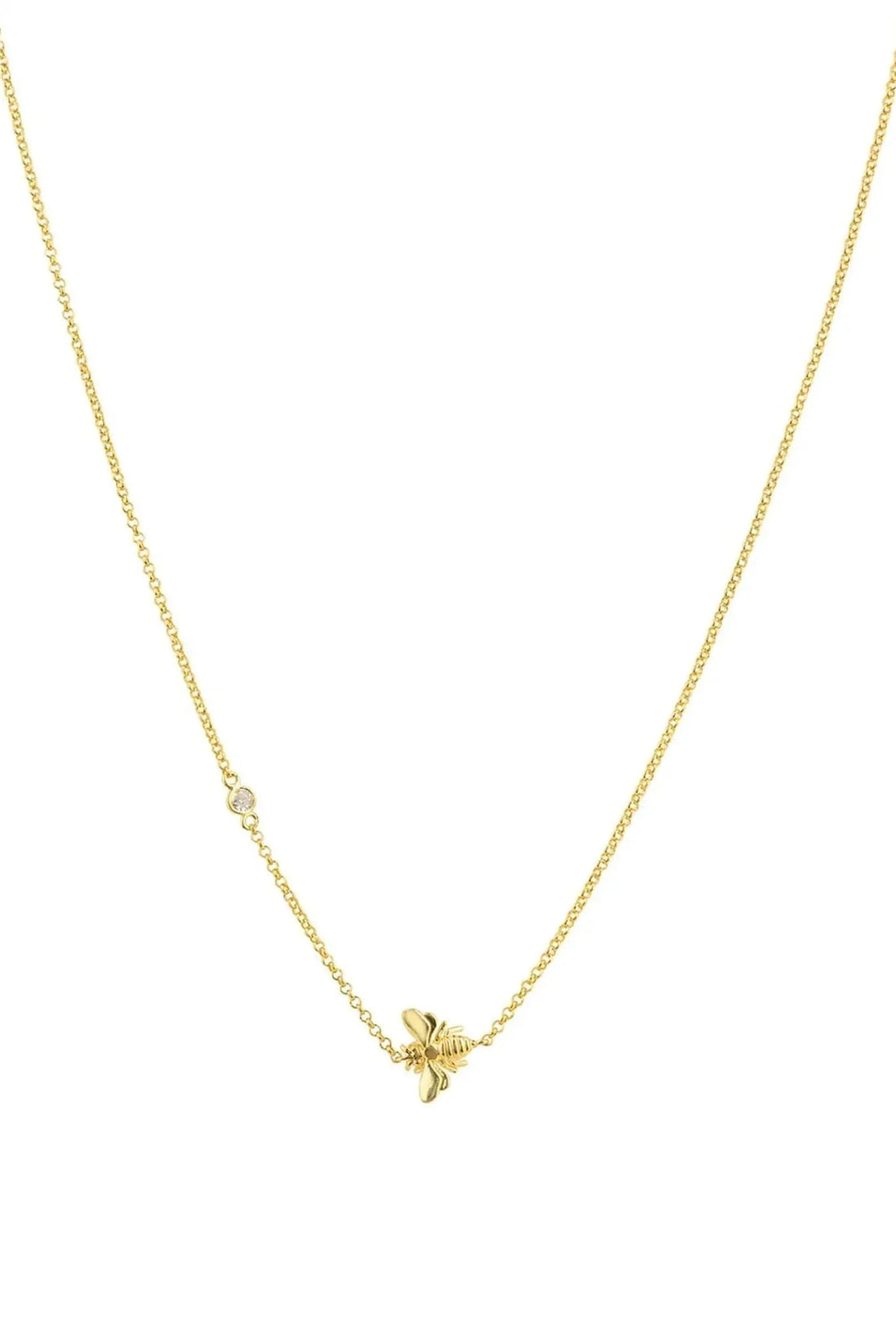 Gold-tone chain necklace with centered winged bee pendant