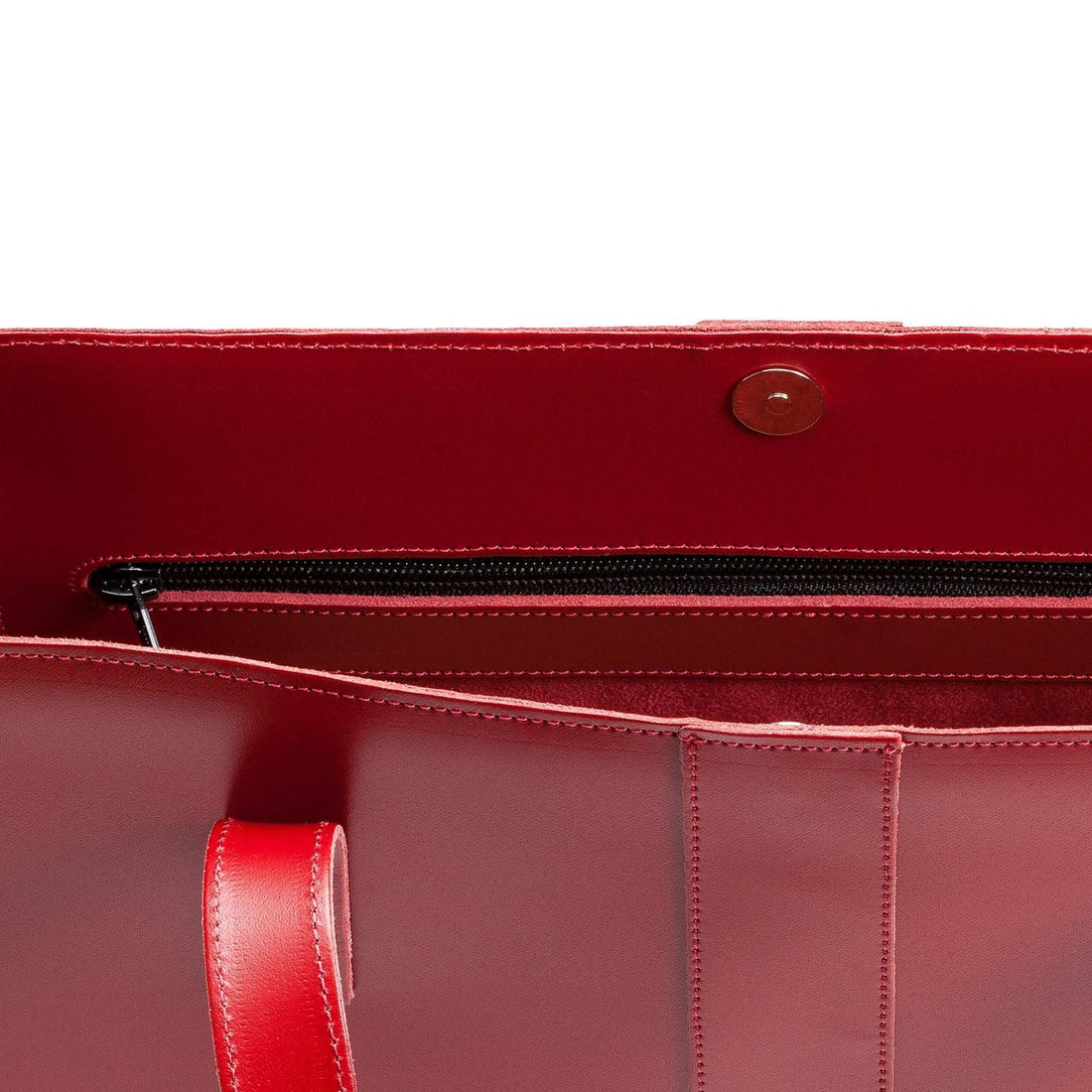 Handmade Leather Shopper - Red-2