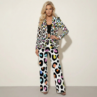 Multi Color Leopard Print Flared Pants Women’s Vibrant Animal Print Trousers