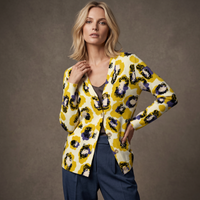 Yellow Leopard Print Buttoned Cardigan