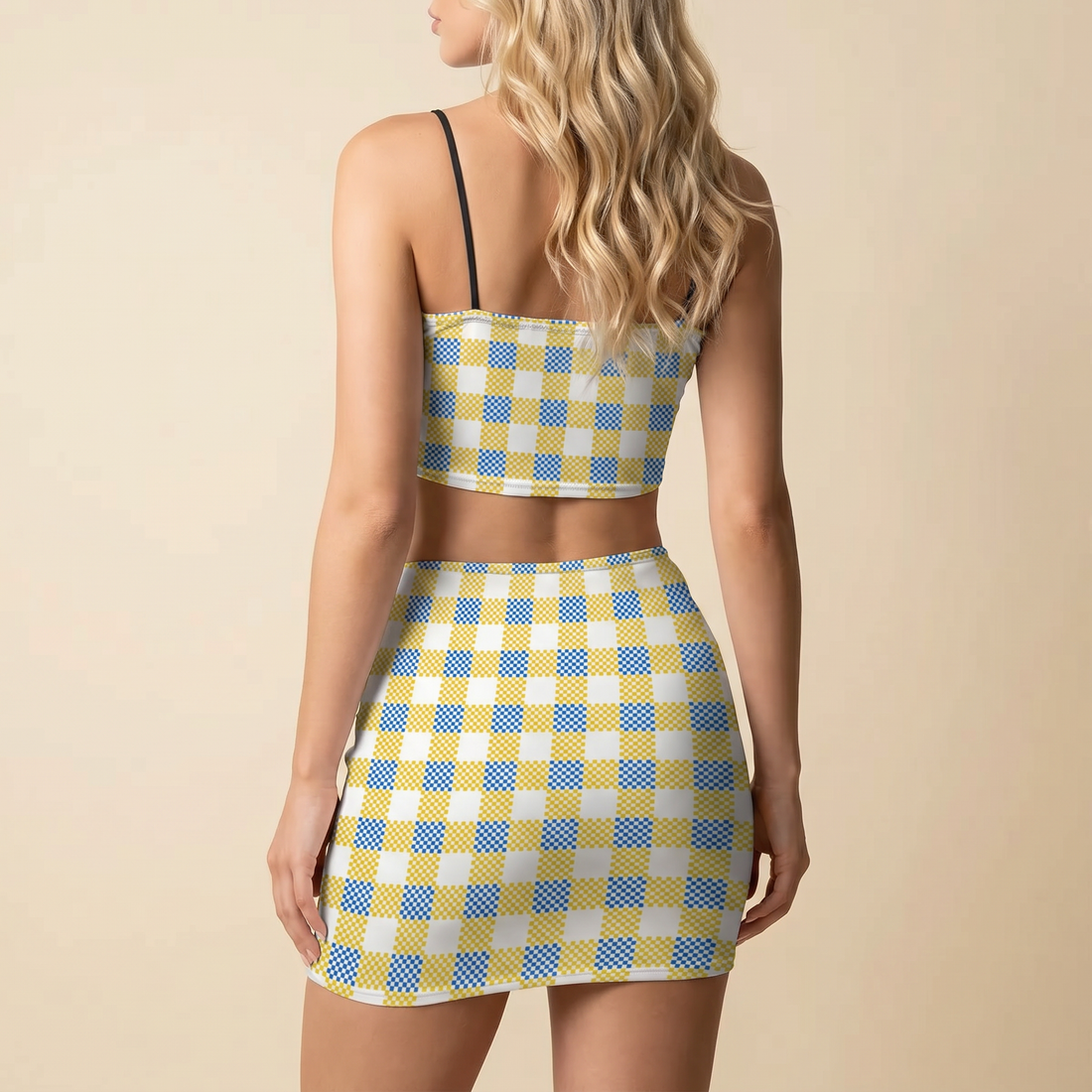 Yellow Blue and White Gingham Co Ord Set - Women&
