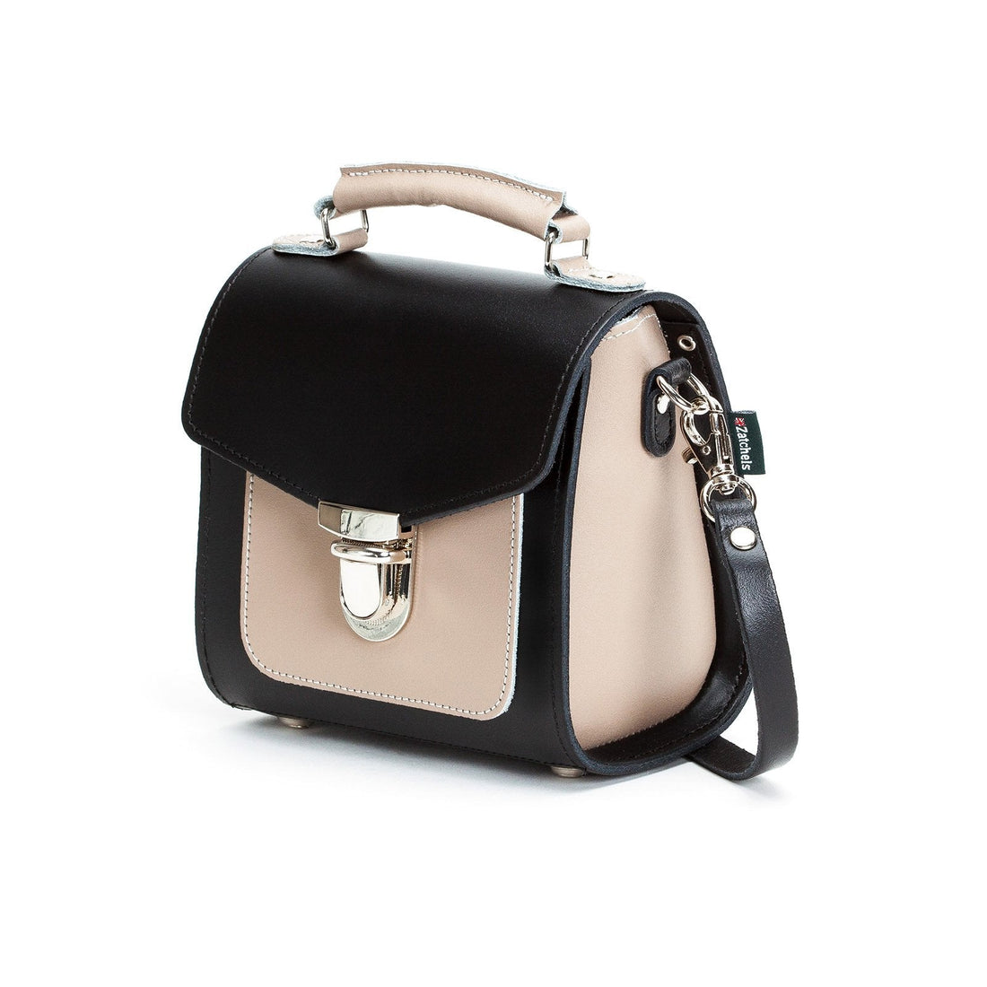 Handmade Leather Sugarcube Handbag - Cafe Noir-4