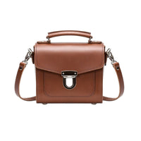 Handmade Leather Sugarcube Handbag - Chestnut-0