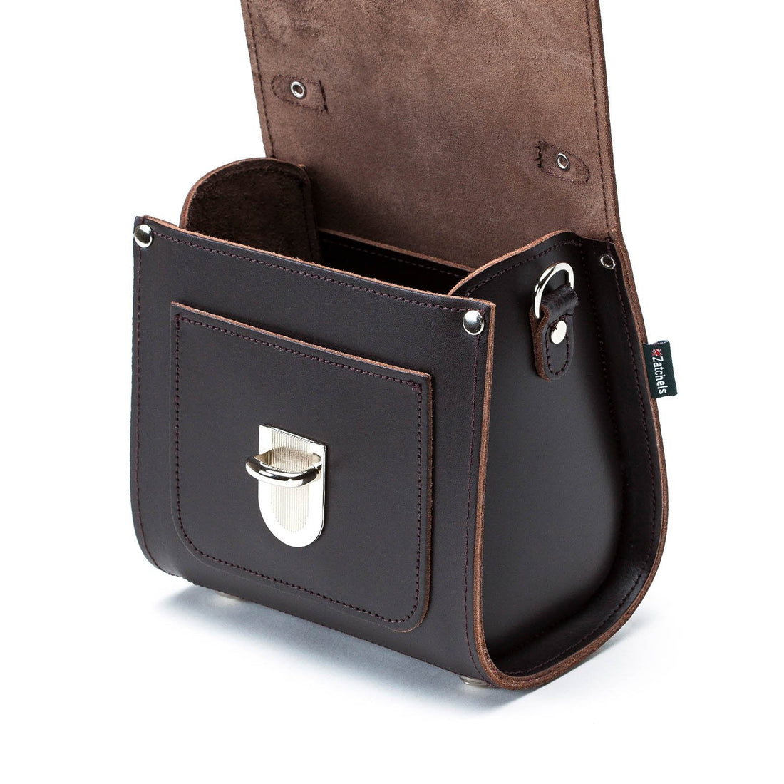 Handmade Leather Sugarcube Handbag - Dark Brown-4