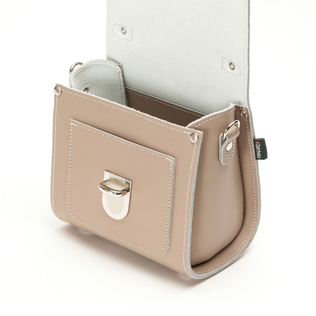 Handmade Leather Sugarcube Handbag - Iced Coffee-4