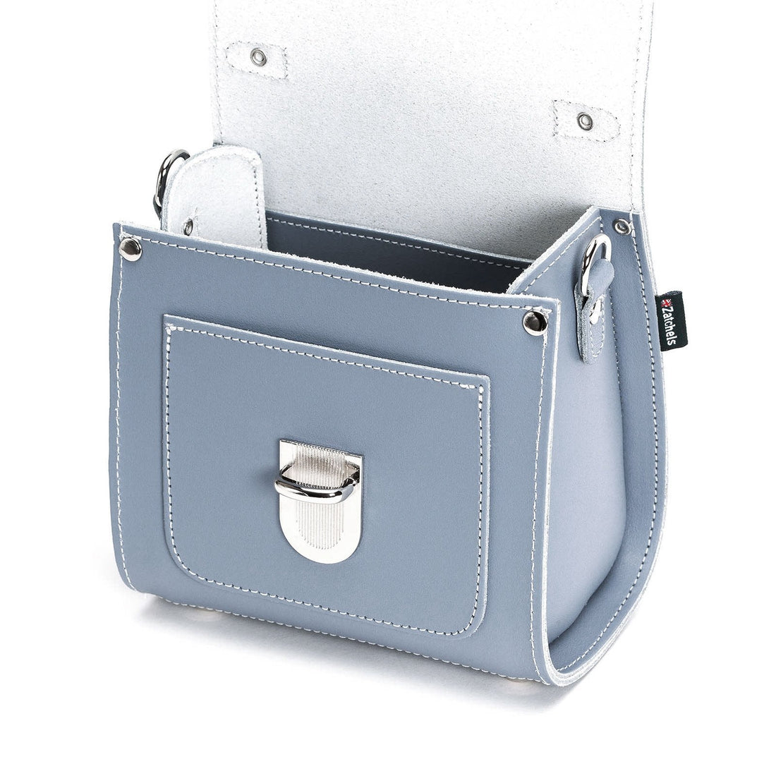 Handmade Leather Sugarcube Handbag - Lilac Grey-4