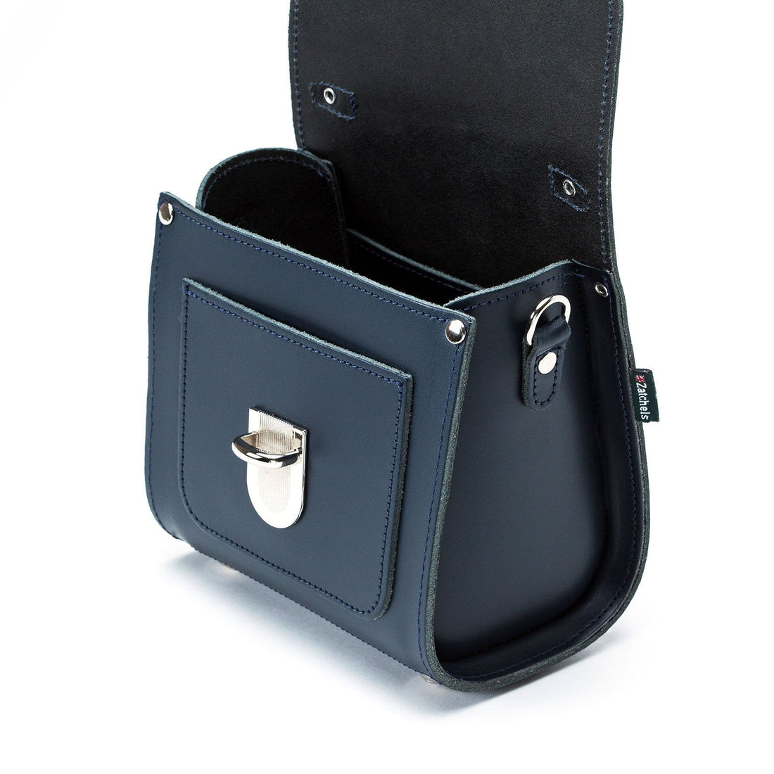 Handmade Leather Sugarcube Handbag - Navy-4