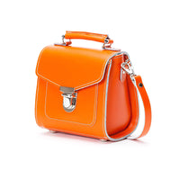 Handmade Leather Sugarcube Handbag - Orange-3